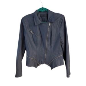 BLANKNYC Moto Jacket  Large – Blue Gray, Zippered Details, Sleek & Stylish